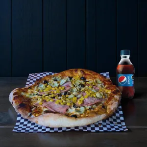 Promo 6: PIZZA INDIVIDUAL 3 ING A ELECCION + BEBIDA MINI