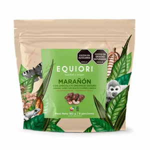 Marañón equiori 180 gr cubierto chocolate orgánico oscuro 65% doypack