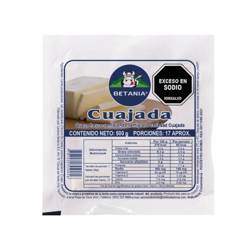 CUAJADA LACTEOS BETANIA X 500 GRS AL VACIO CUAJADA LACTEOS BETANIA X 500 GRS AL VACIO