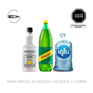 Pack (Pisco Tabernero La Botija Acholado 700 ml + Schweppes 1.5 Lt + Hielo)