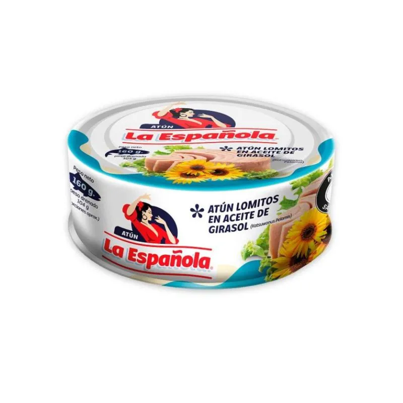 ATUN LA ESPAÑOLA LOMITOS ACEITE DE GIRASOL X 160 GRS ATUN LA ESPAÑOLA LOMITOS ACEITE DE GIRASOL X 160 GRS