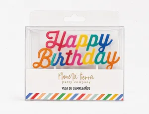 Vela Planeta Tierra Happy birthday rainbow 1pz