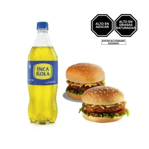 Pack (1 Hamburguesa De Res + 1 Hamburguesa Pollo + 1 Inca Kola x 1 Lt)