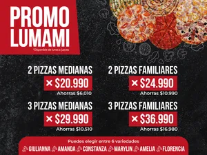 Promo Lumami 2 Pizzas Familiares