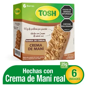 BARRAS CRUNCHY TOSH 22GR CREMA DE MANI 6UNI