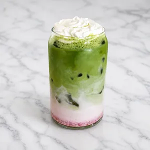 Berry matcha iced latte