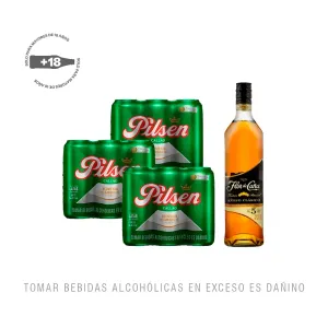 Pack (3 Cerveza Pilsen Callao Sixpack Lata 473Ml + 1 Ron Flor De Caña Oro 5 Años 750 Ml)