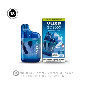 Vapeador Electrónico Vuse Go con  Nicotina Blueberry Ice 3000 PUFFS
