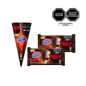 Pack (2 Helado D´onofrio sin parar Stranger Things paleta 134 ml + 1 Helado D´onofrio sin parar Stranger Things cono 124ml)