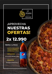 2 pepperoni 32cm  + bebida 2 litros Pepsi