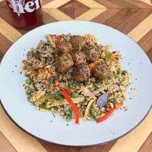 Arroz wok a la naranja