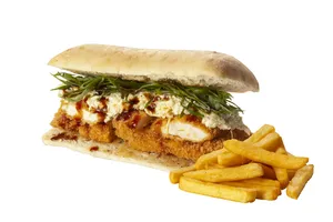 San pollo panko + papas fritas