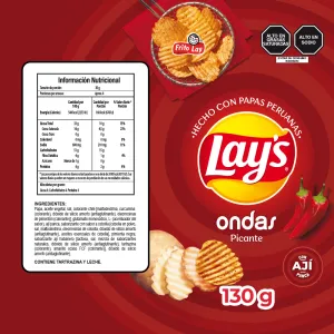 Papas Lays Ondas Picante x 130 g