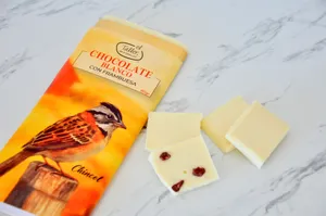 Barra de Chocolate Blanco con Frambuesas. 80 gr
