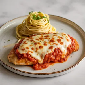 Espaguetis Con Bife a la Parmigiana