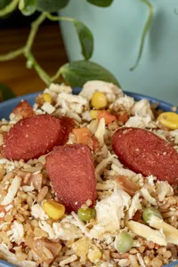 Wok mixto pollo + salchichón y jamón