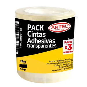 3 Cintas Adhesivas Transp. 18MM Artel