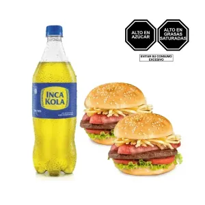 Pack (1 Inca Kola x 1 Lt + 2 Hamburguesa Parrillera)