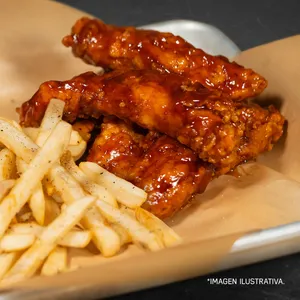 Crispy tenders bañados