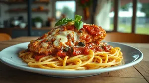 Espaguetis Con Pollo a la Parmigiana