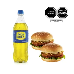 Pack (2 Hamburguesa Pollo + 1 Inca Kola x 1 Lt)