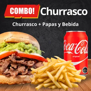 Churrasco + Papas y Bebida Lata