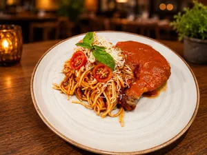 Tallarines rojos con Pollo