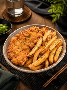 Pollo Broaster con Papas Fritas