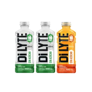 Pack (2 Dilyte Apple Ice Sin Azucar Bot 650Ml + 1 Dilyte Sabor Mandarina Y Naranja 650Ml)