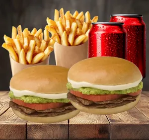 2 Churrascos italianos o barros lucos (elige el que mas te guste) + 2 papas individuales + 2 latas 355cc.