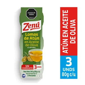 Tripack atun zenu lomos en aceite de oliva x 80 grs Tripack atun zenu lomos en aceite de oliva x 80 grs