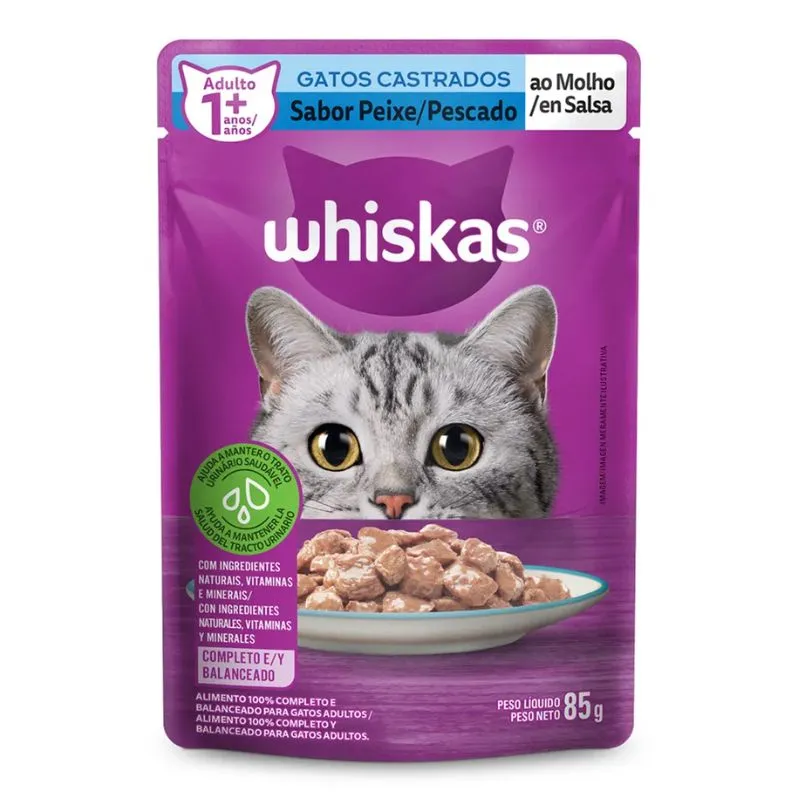 ALIMENTO HUMEDO GATOS CASTRADOS WHISKAS PESCADO X 85 GRS ALIMENTO HUMEDO GATOS CASTRADOS WHISKAS PESCADO X 85 GRS