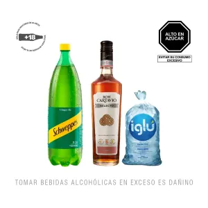 Pack (1 Ron Cartavio Selecto X 750 Ml + 1 Bebida Carbonatada Evervess X 1.5 Lt + 1 Hielo Iglu Bolsa X 1.5 Kg)