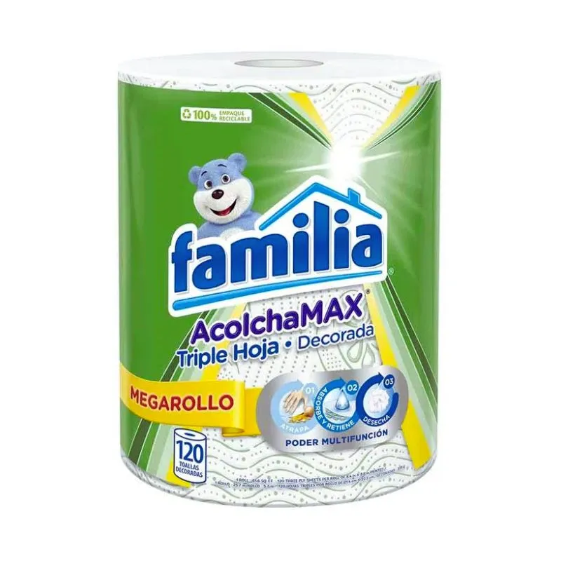 TOALLAS DECORADAS FAMILIA ACOLCHAMAX MEGARROLLO X 120 UNDS