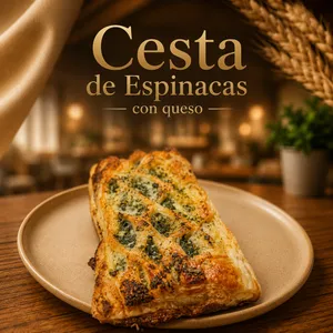 Cesta de espinaca con queso y albahaca