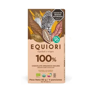 Chocolate orgánico equiori 100% oscuro x 80 grs