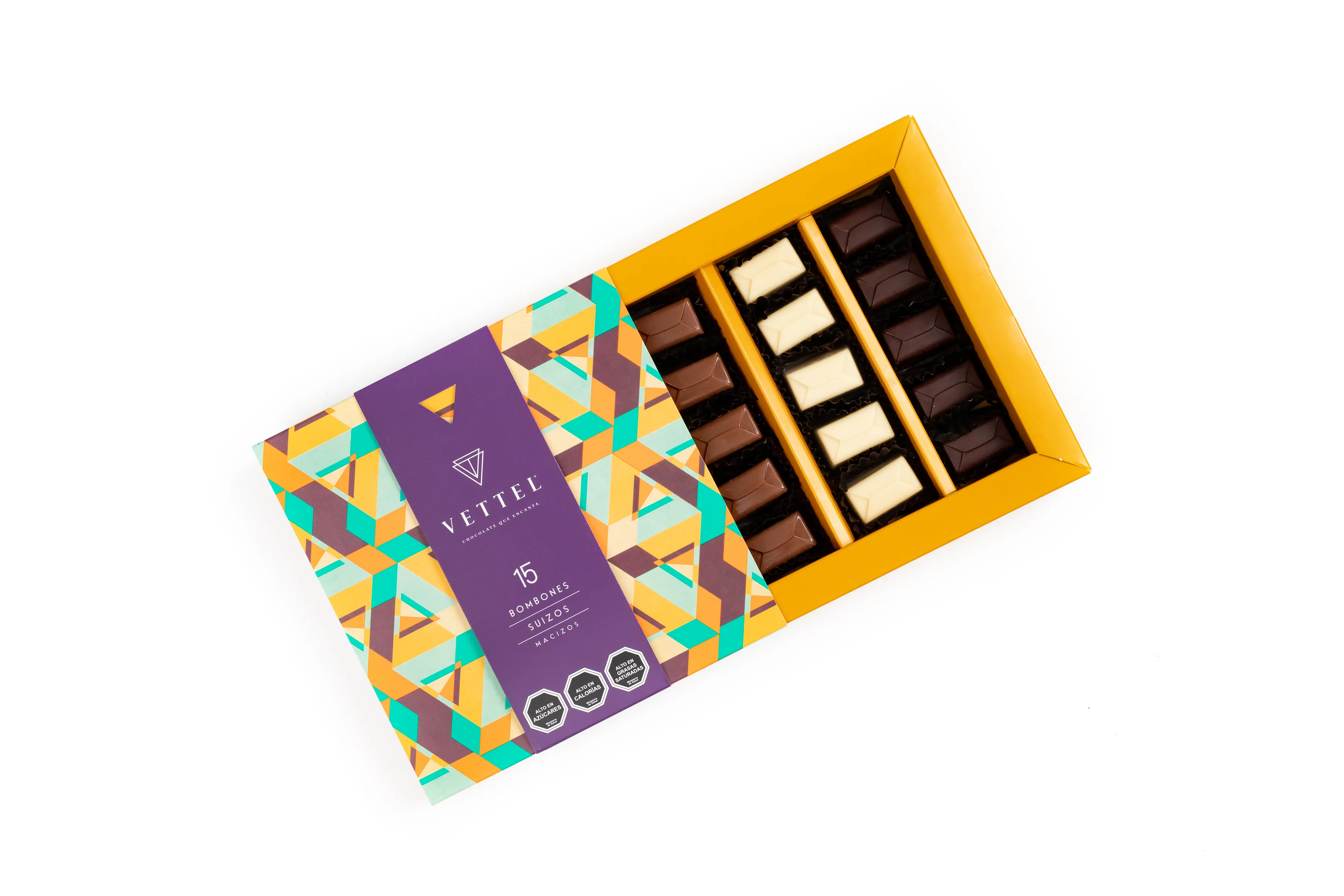 Caja Bombones Macizos Suizos 15 Unidades - Vettel Chocolates