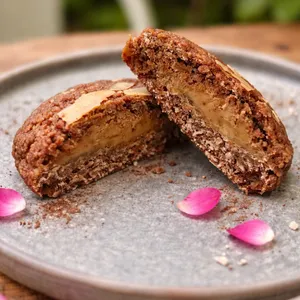 Galleton de Avena Plàtano/Cacao relleno de mantequilla de maní , APLV, Sin Soya, sin gluten.