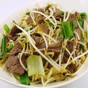 Carne con Diente de Dragon y Cebollin.