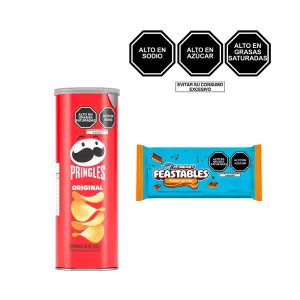 Pack (Papas Pringles Original x 104 g + Chocolate Mr Beast Feastables Peanut Butter x 35 g)