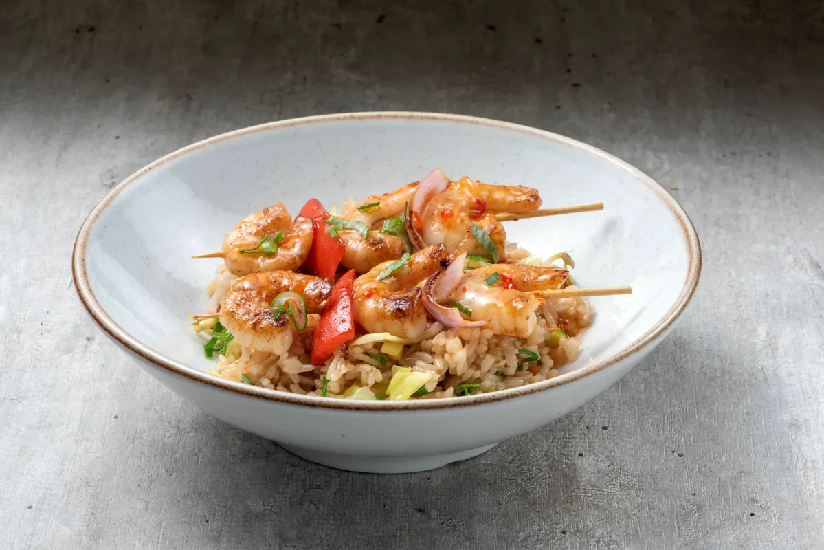 Camarón Chaufa / arroz y verduras al wok