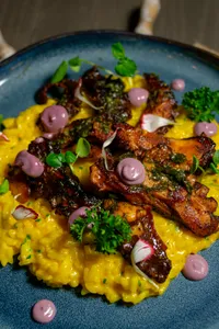 Risotto Amarillo con Pulpo al Chimichurri