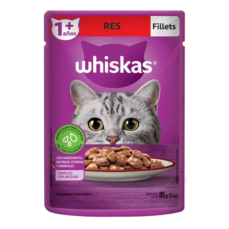ALIMENTO HUMEDO GATOS ADULTOS WHISKAS RES X 85 GRS ALIMENTO HUMEDO GATOS ADULTOS WHISKAS RES X 85 GRS