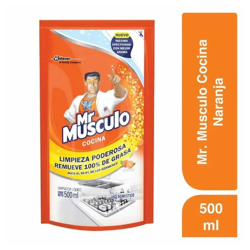 Desengrasante mr musculo cocina naranja x 500 ml doy pack Desengrasante mr musculo cocina naranja x 500 ml doy pack