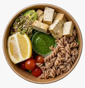 Veggie bowl espinaca tofu