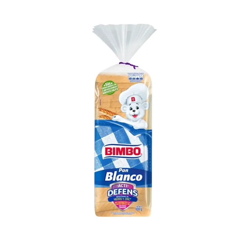 PAN BLANCO BIMBO ACTIDEFENS F X 600 GRS PAN BLANCO BIMBO ACTIDEFENS F X 600 GRS