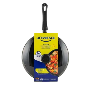 OLLA WOK UNIVERSAL ALIADA CON TAPA X 24 CM X 1 UND