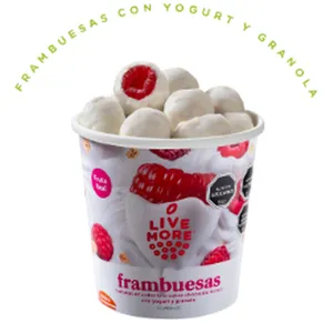 Frambuesas con yogurt y granola 70gr