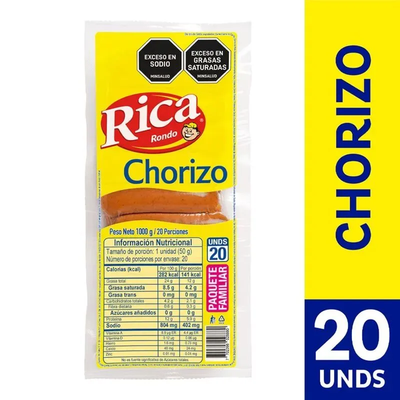 Chorizo rica paquete familiar x 1000 grs