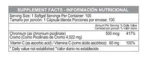 SUPLEMENTO GTF CHROMIUM PICOLINATE HEALTHY SPORTS X 100 UNDS